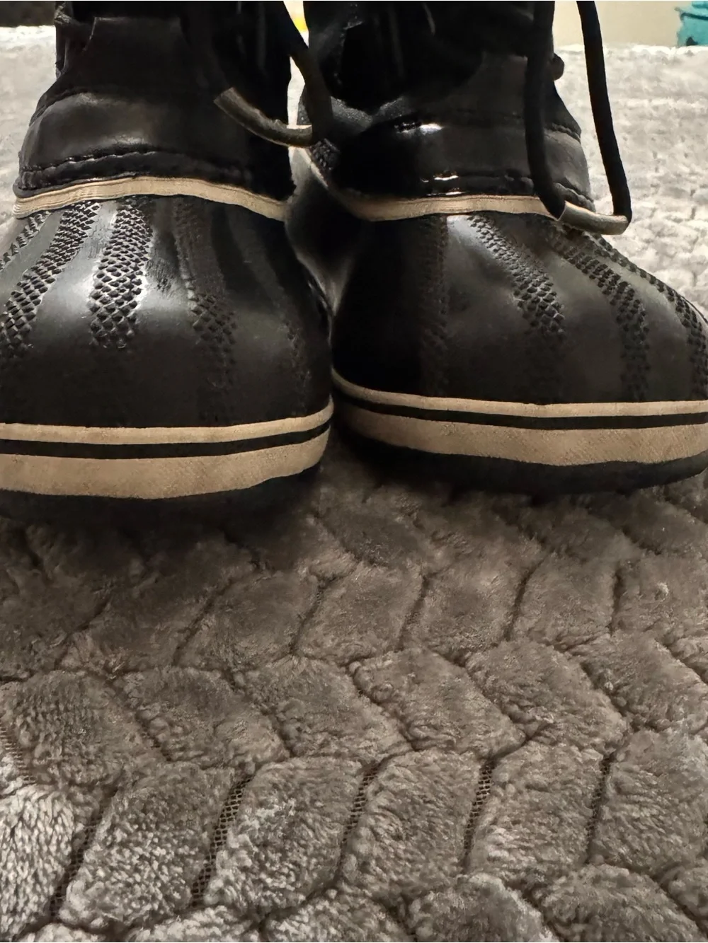 Sorel Kids Black Rain & Cream Faux-Fur Trim Boot